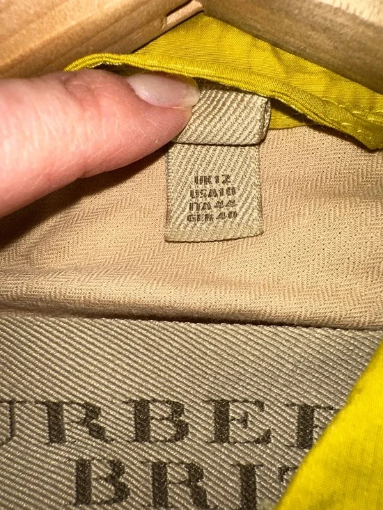 Burberry Brit Yellow/Green Double-Breasted Trench Coat with Belt Sz 10 - Picture 10 of 13